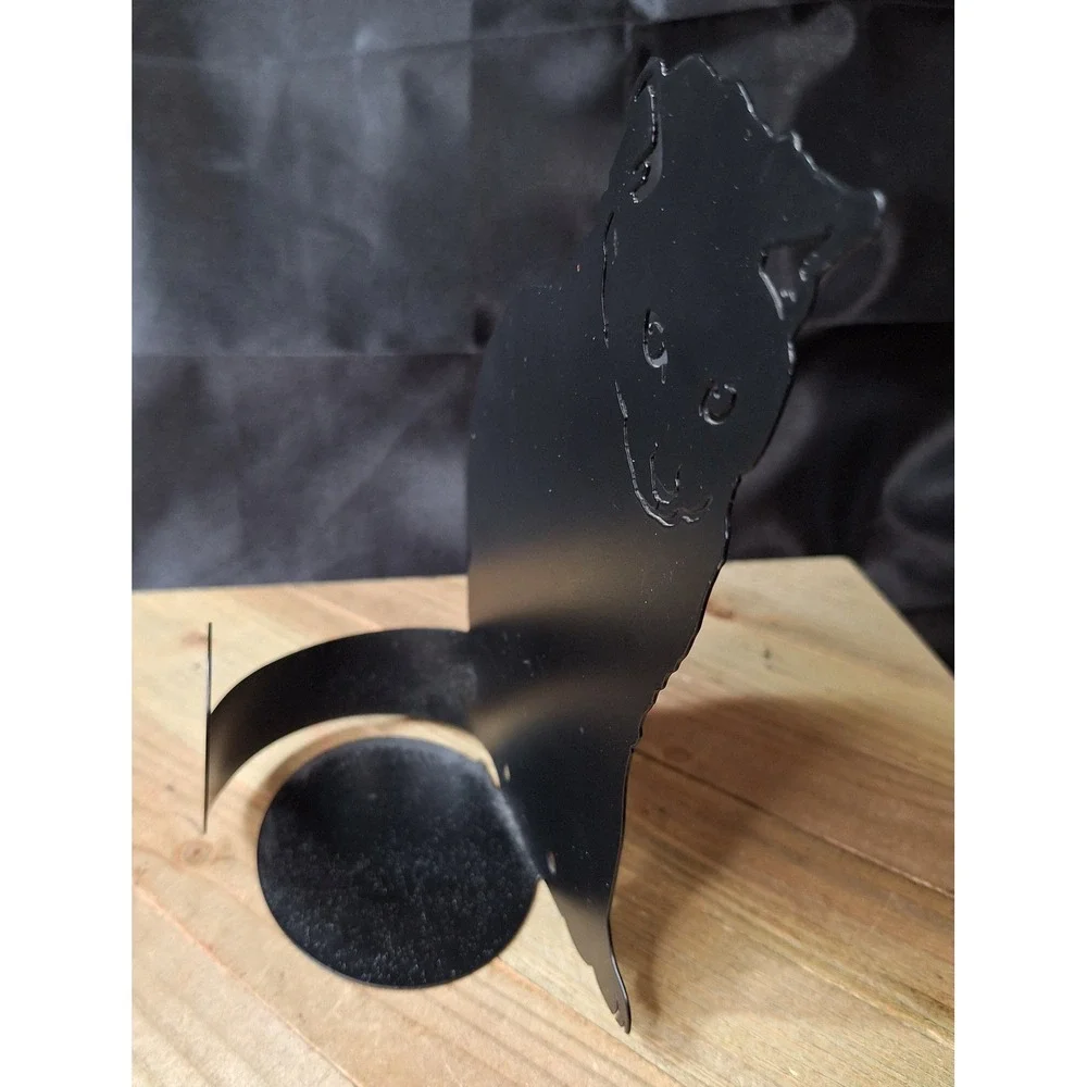 Vintage 1993 Enthuse Design Ann Munson Black Metal Cat Silhouette Candle Holder